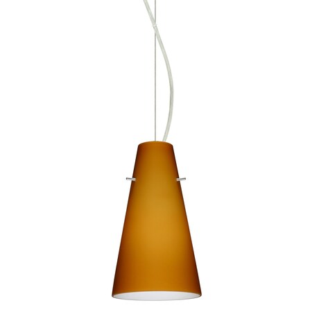 Besa Lighting Cierro Cable Pendant, Amber Matte, Satin Nickel Finish, 1x100W Incandescent 1KX-412480-SN